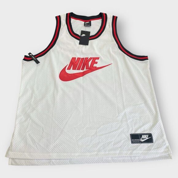 Nike NSW Statement Mesh White Red Tank AR9892-100 Mens size XXL New with Tags - Picture 1 of 9